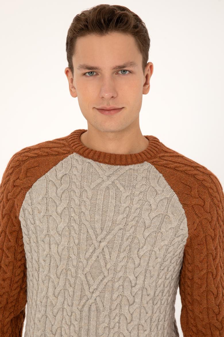 Erkek Regular Fit Bisiklet Yaka Taş Kazak - 50308233014