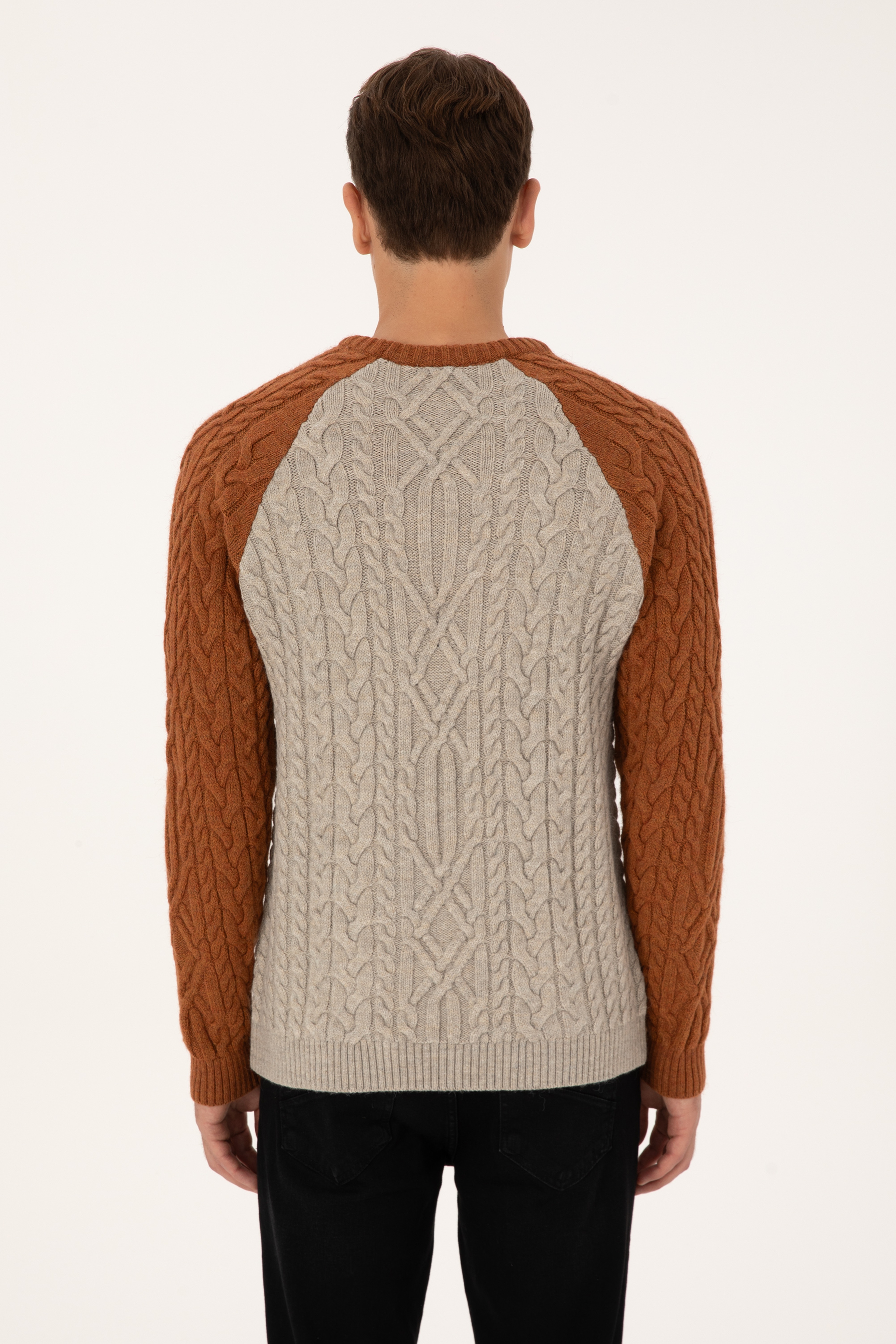 Erkek Regular Fit Bisiklet Yaka Taş Kazak - Image 5