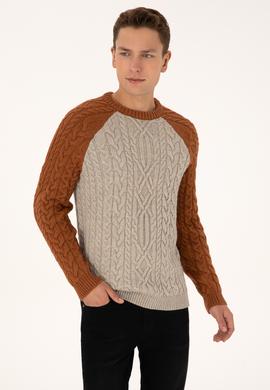 Erkek Regular Fit Bisiklet Yaka Taş Kazak - 50308233014