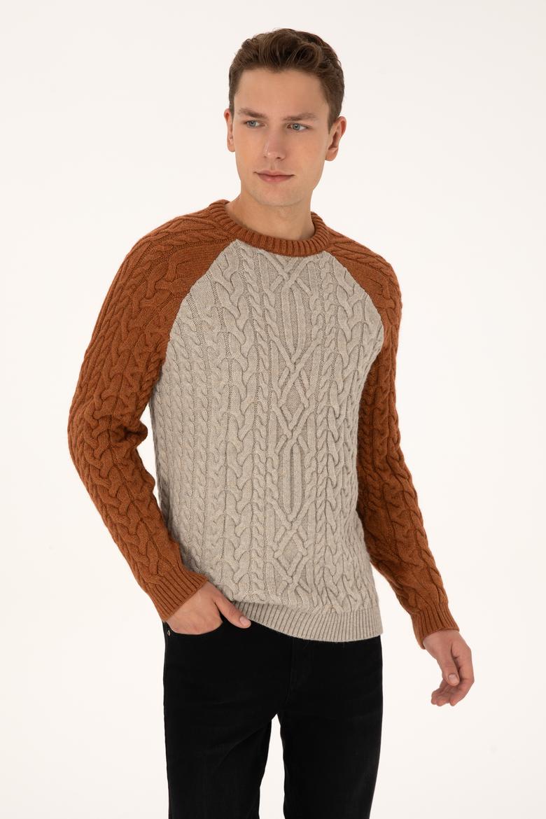 Erkek Regular Fit Bisiklet Yaka Taş Kazak - 50308233014