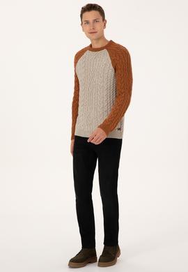 Erkek Regular Fit Bisiklet Yaka Taş Kazak - 50308233014