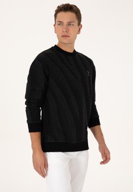 Erkek Comfort Fit Bisiklet Yaka Siyah Sweatshirt - 50308901008