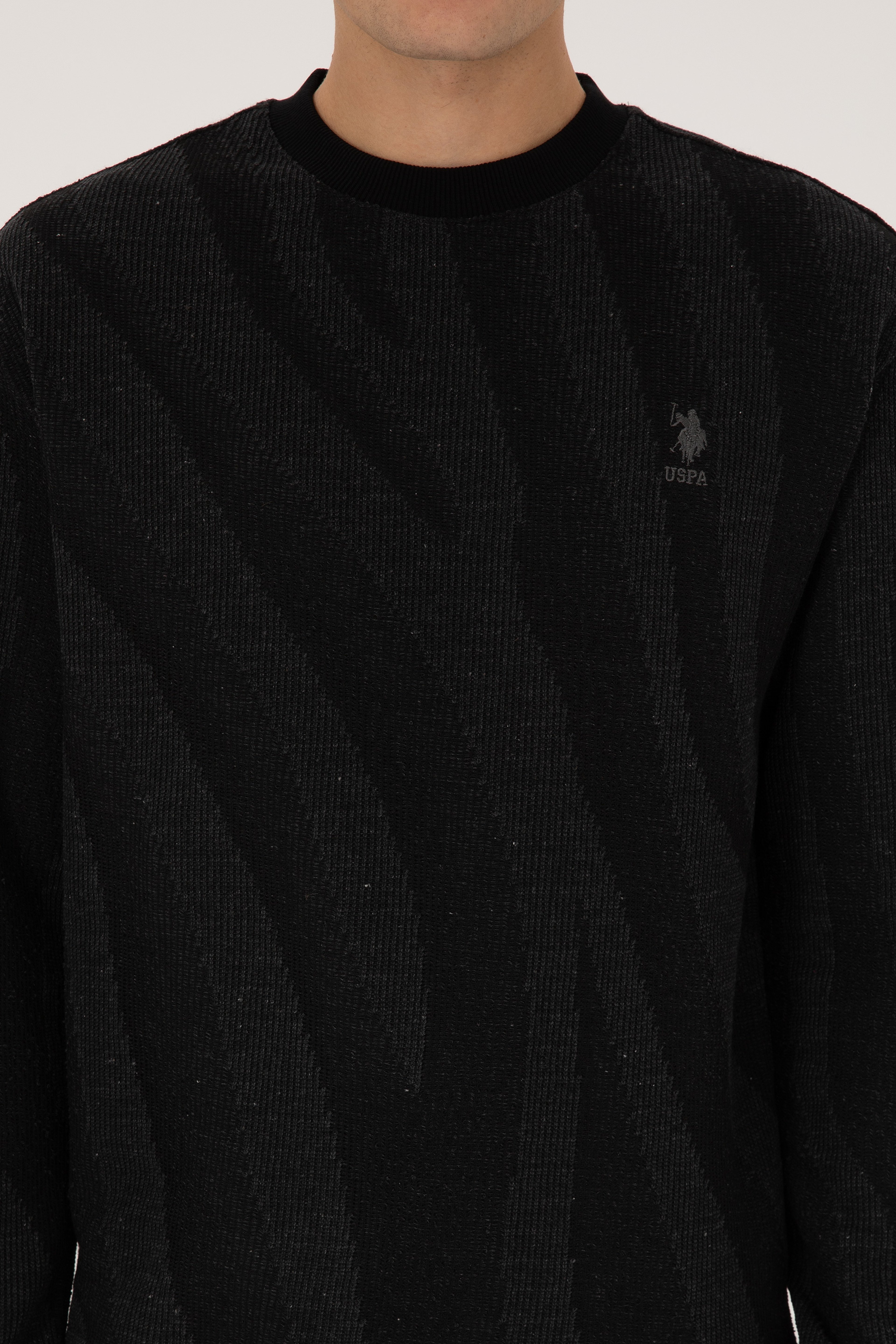 Erkek Comfort Fit Bisiklet Yaka Siyah Sweatshirt - Image 6