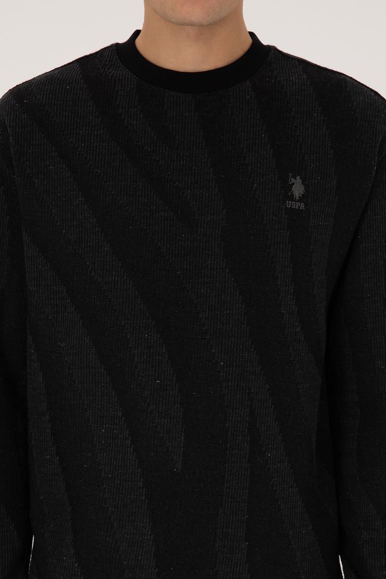 Erkek Comfort Fit Bisiklet Yaka Siyah Sweatshirt - 50308901008