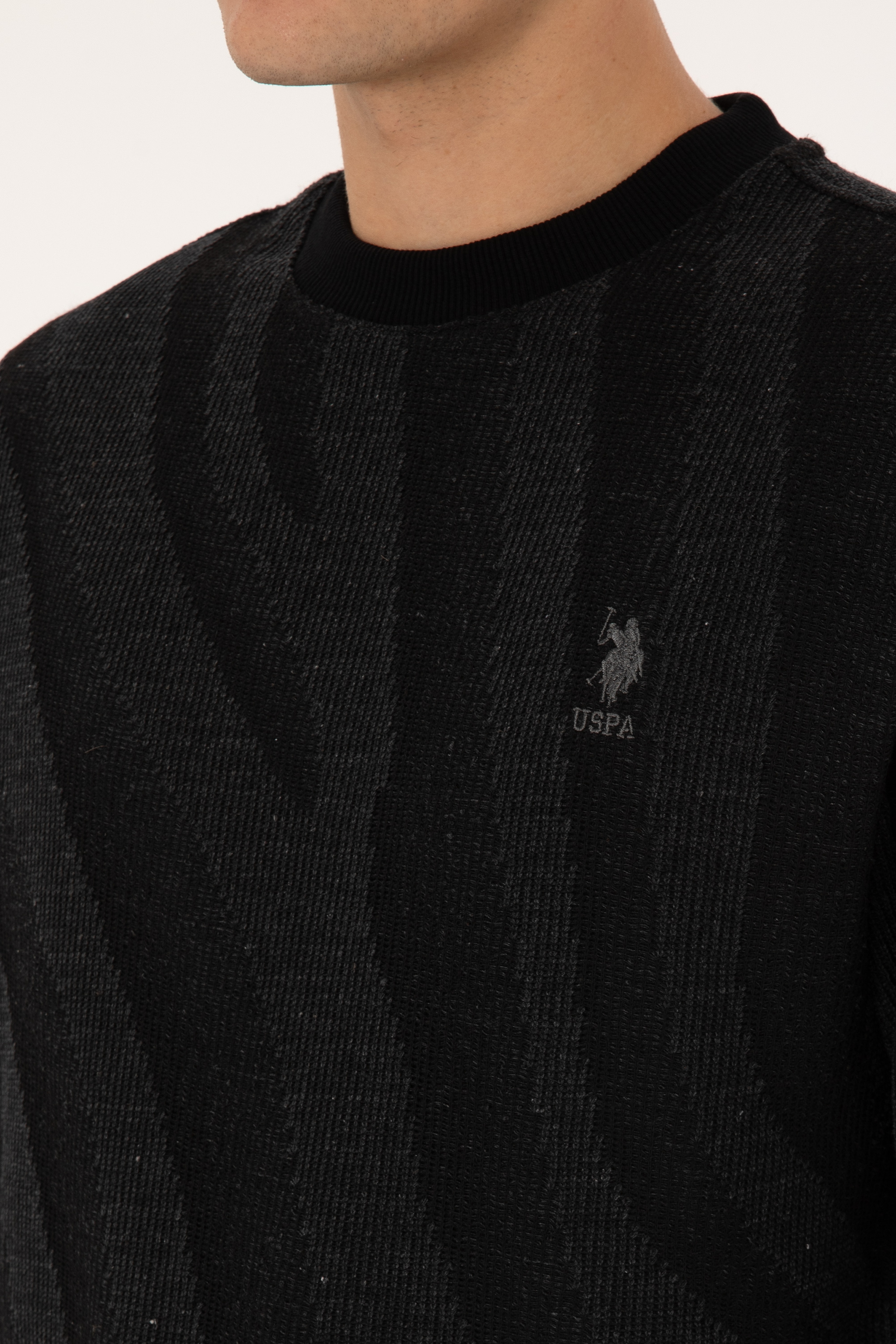 Erkek Comfort Fit Bisiklet Yaka Siyah Sweatshirt - Image 7