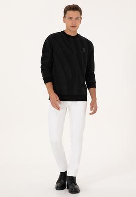 Erkek Comfort Fit Bisiklet Yaka Siyah Sweatshirt - 50308901008