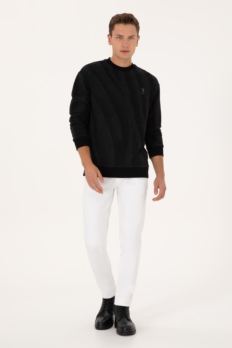 Erkek Comfort Fit Bisiklet Yaka Siyah Sweatshirt - 50308901008