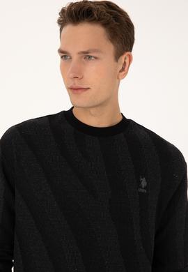 Erkek Comfort Fit Bisiklet Yaka Siyah Sweatshirt - 50308901008