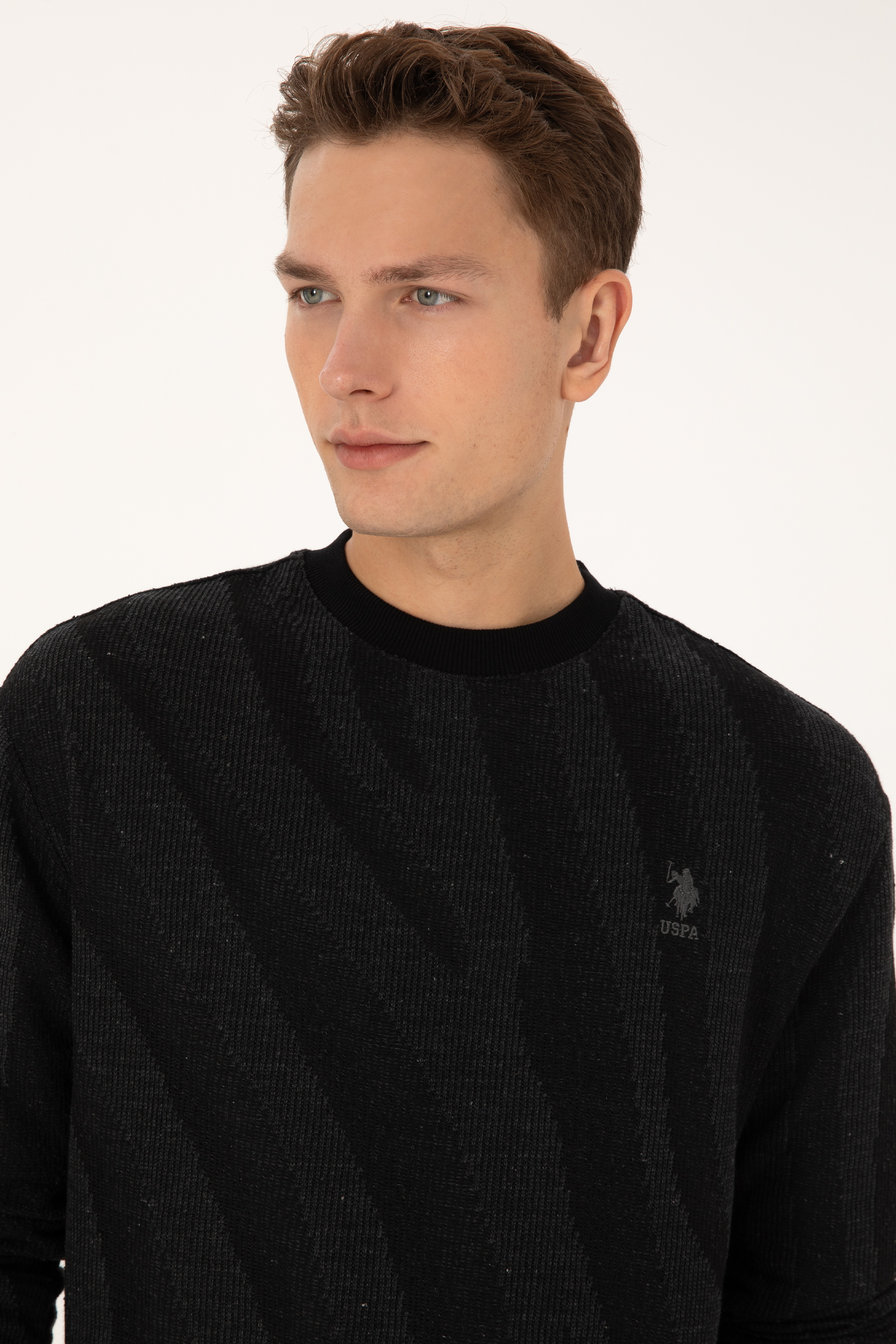 Erkek Comfort Fit Bisiklet Yaka Siyah Sweatshirt - Image 2