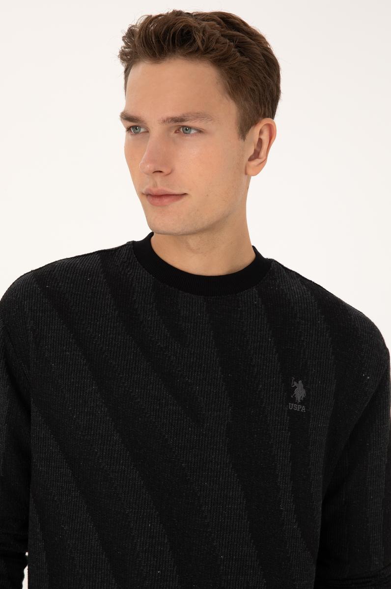 Erkek Comfort Fit Bisiklet Yaka Siyah Sweatshirt