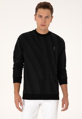 Erkek Comfort Fit Bisiklet Yaka Siyah Sweatshirt - 50308901008