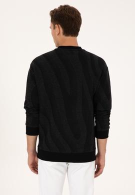 Erkek Comfort Fit Bisiklet Yaka Siyah Sweatshirt - 50308901008