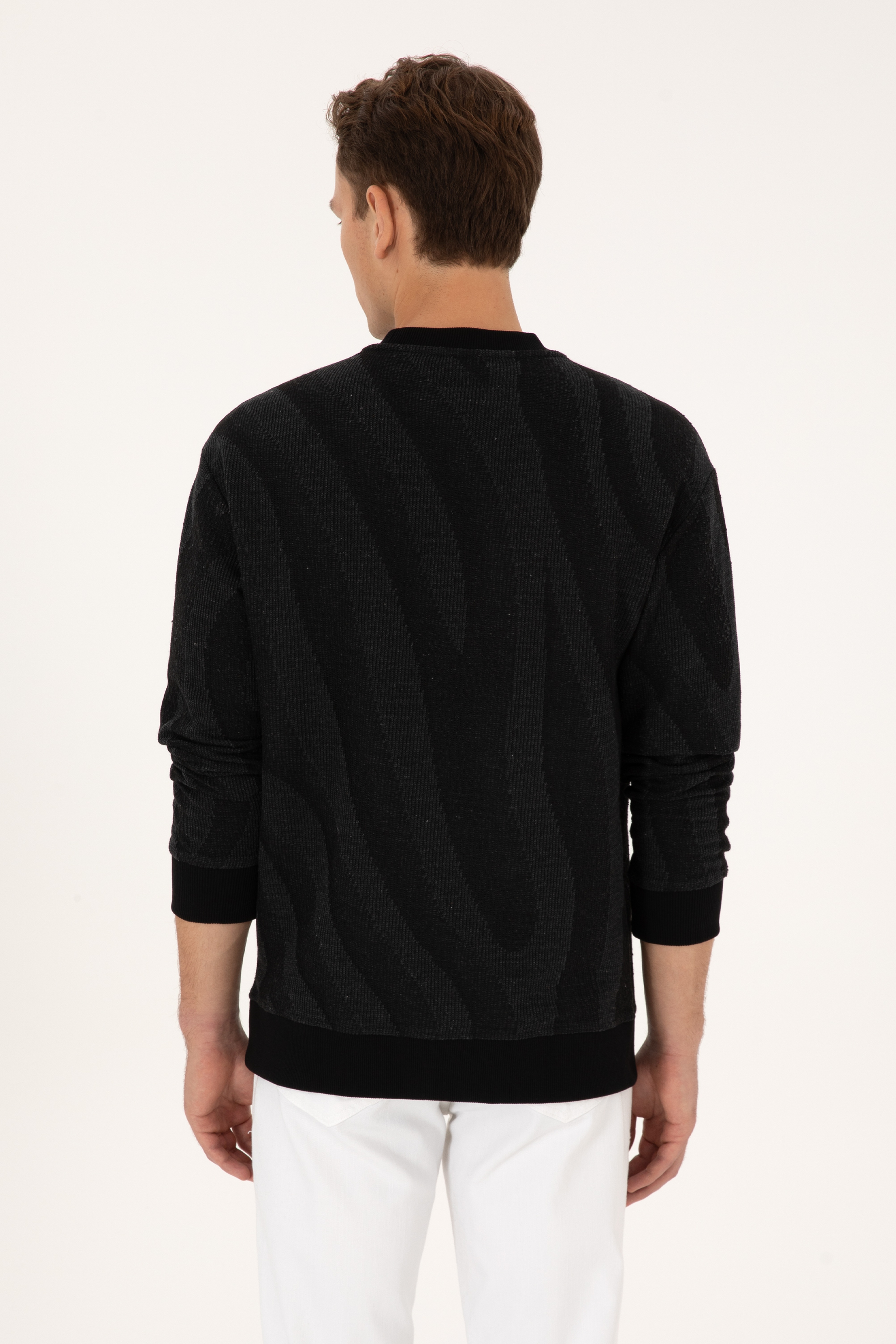 Erkek Comfort Fit Bisiklet Yaka Siyah Sweatshirt