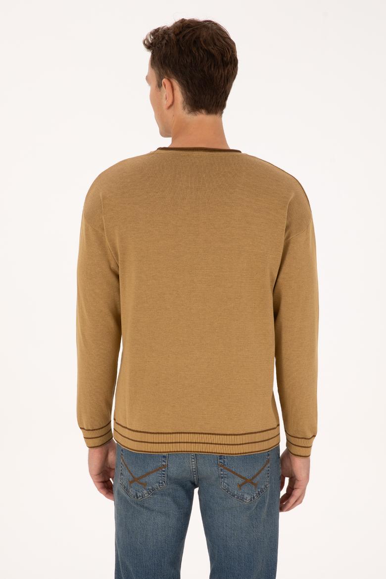 Erkek Comfort Fit Bisiklet Yaka Hardal Kazak - 50315022024