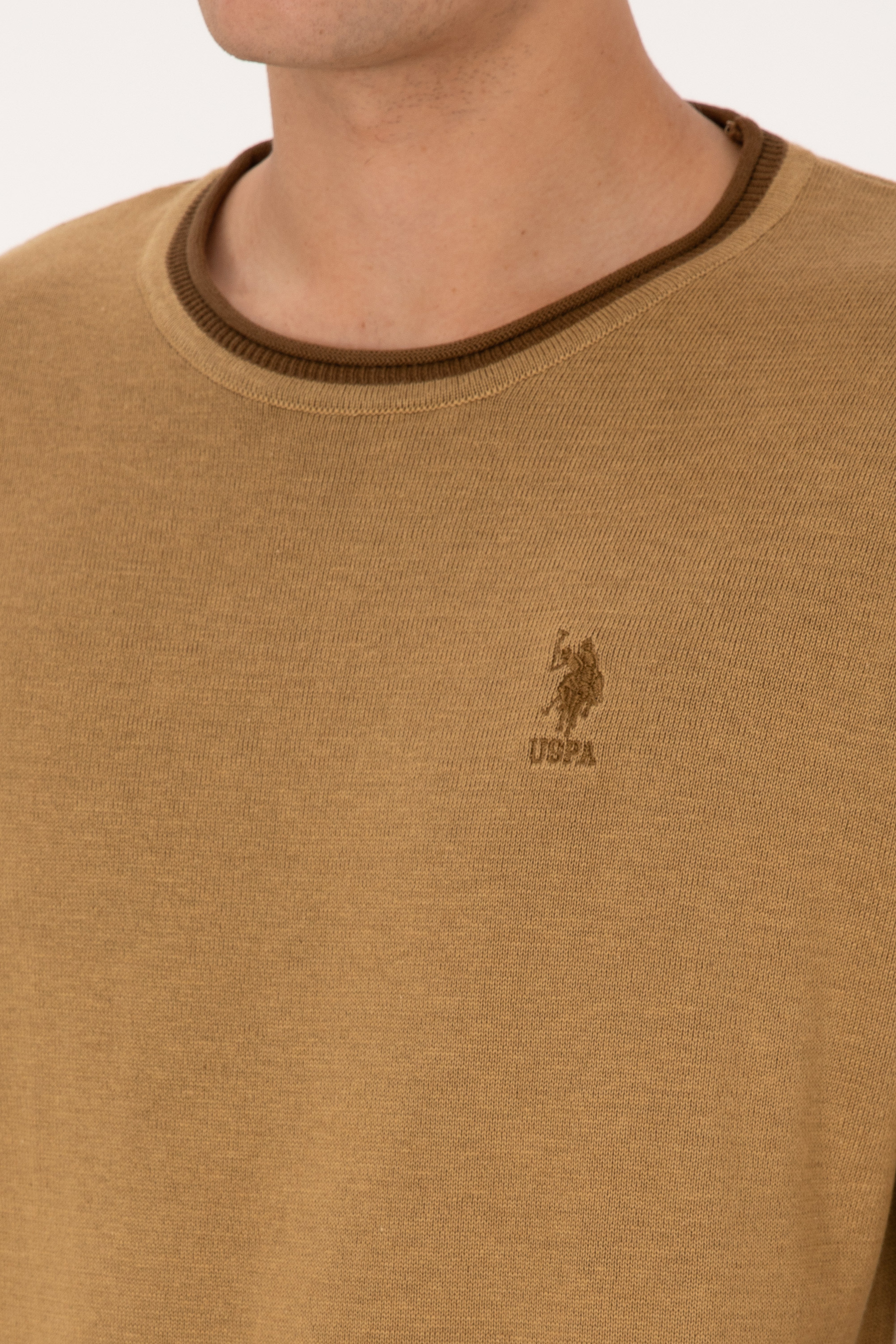 Erkek Comfort Fit Bisiklet Yaka Hardal Kazak - Image 7