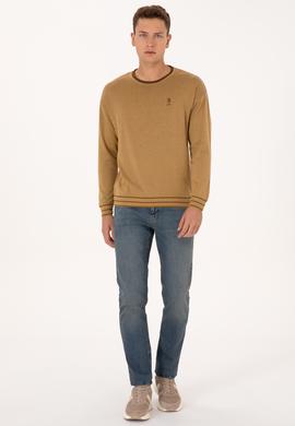 Erkek Comfort Fit Bisiklet Yaka Hardal Kazak - 50315022024