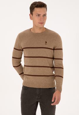 Erkek Slim Fit Bisiklet Yaka Haki Kazak - 50314976007