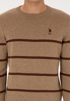 Erkek Slim Fit Bisiklet Yaka Haki Kazak - 50314976007