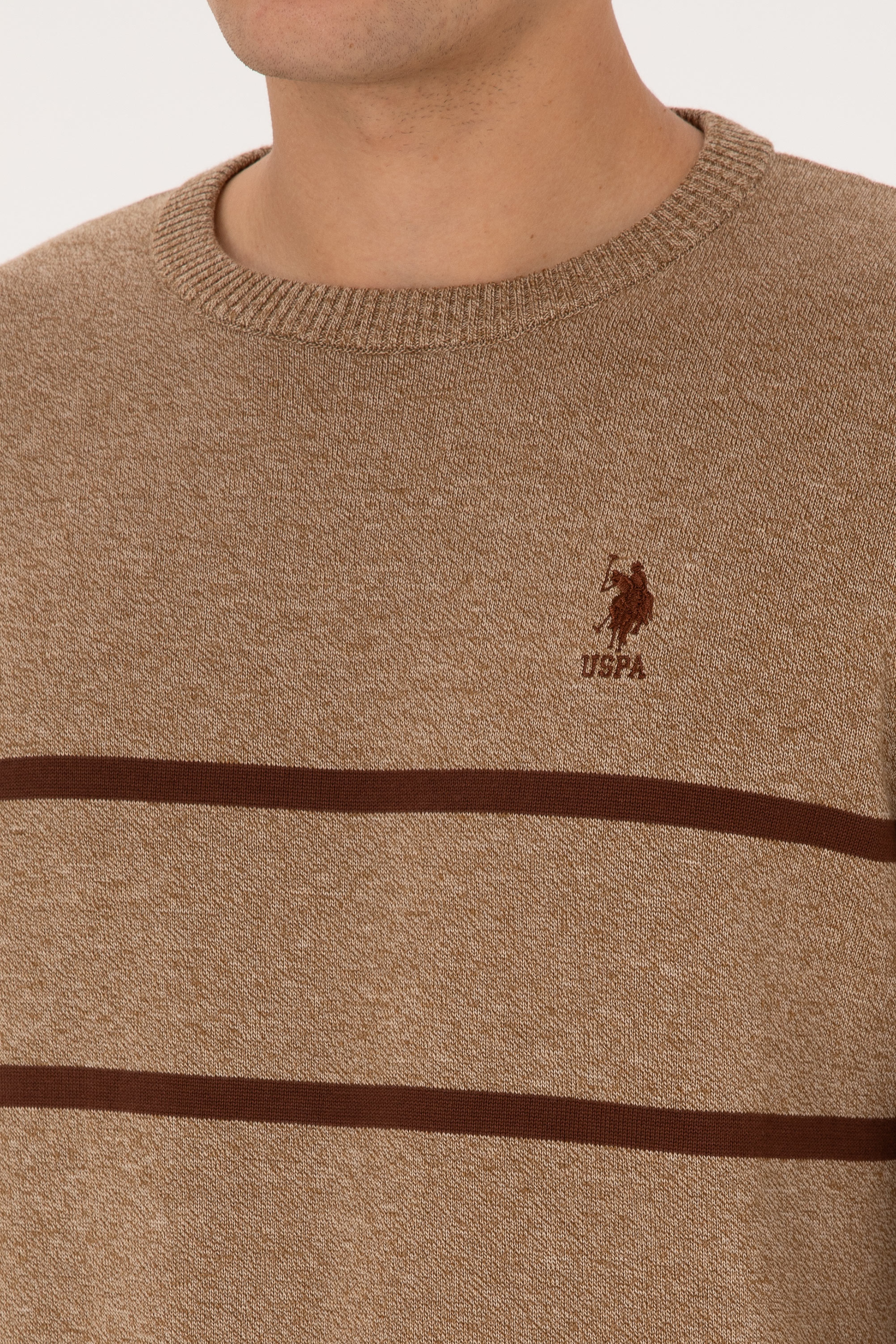 Erkek Slim Fit Bisiklet Yaka Haki Kazak - Image 7