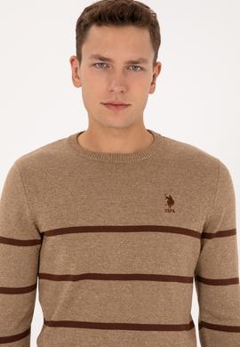 Erkek Slim Fit Bisiklet Yaka Haki Kazak - 50314976007