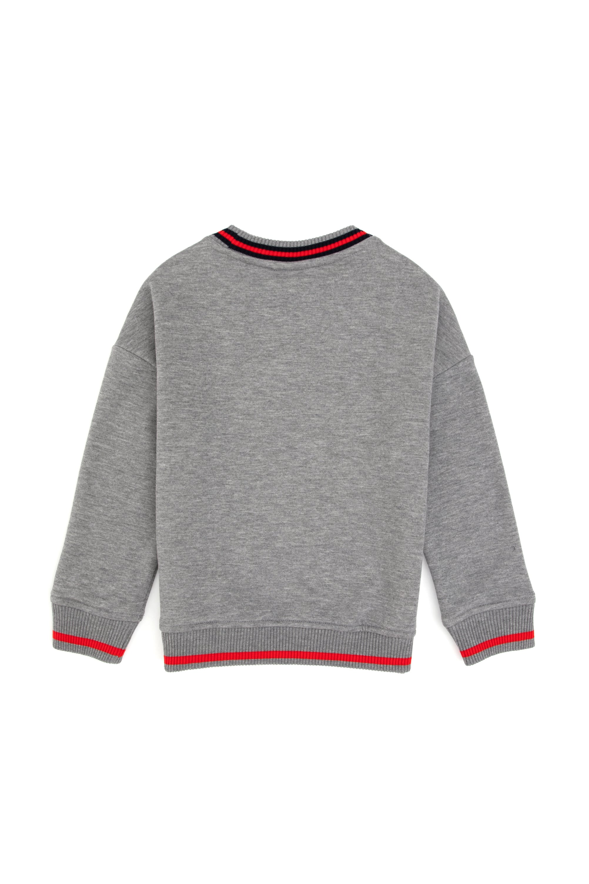 Erkek Çocuk Gri Melanj Bisiklet Yaka Sweatshirt - Image 2