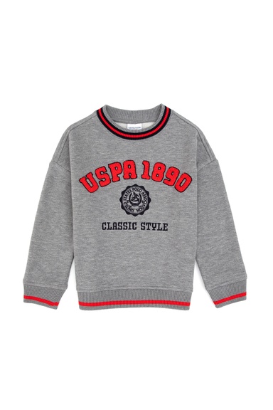Erkek Çocuk Gri Melanj Bisiklet Yaka Sweatshirt