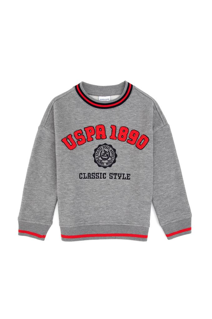 Erkek Çocuk Gri Melanj Bisiklet Yaka Sweatshirt