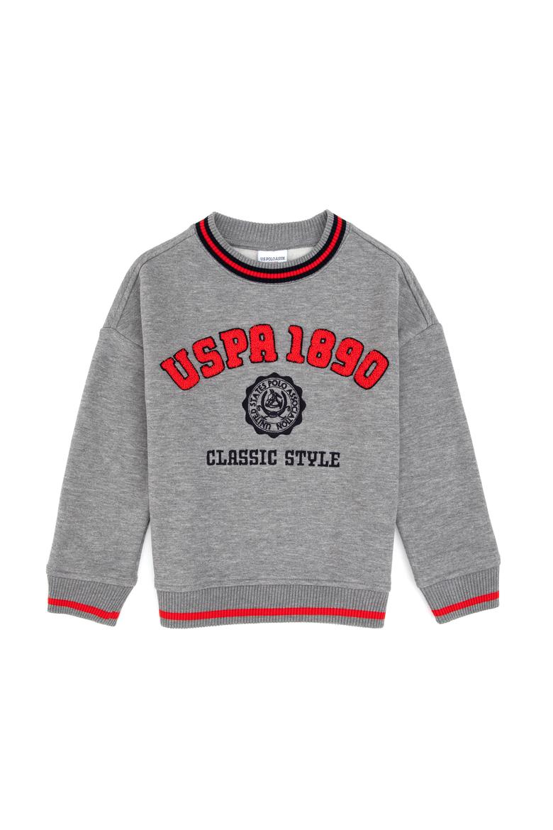 Erkek Çocuk Gri Melanj Bisiklet Yaka Sweatshirt