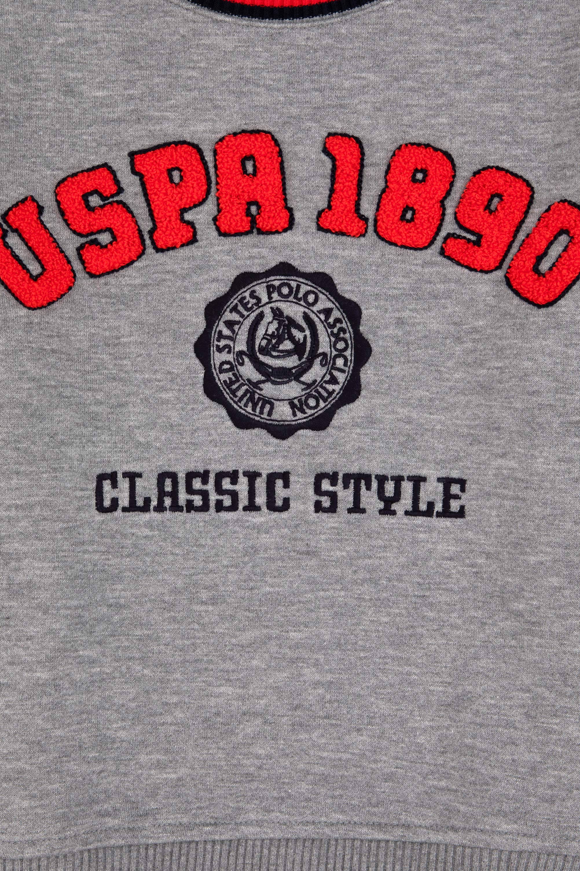Erkek Çocuk Gri Melanj Bisiklet Yaka Sweatshirt - Image 3