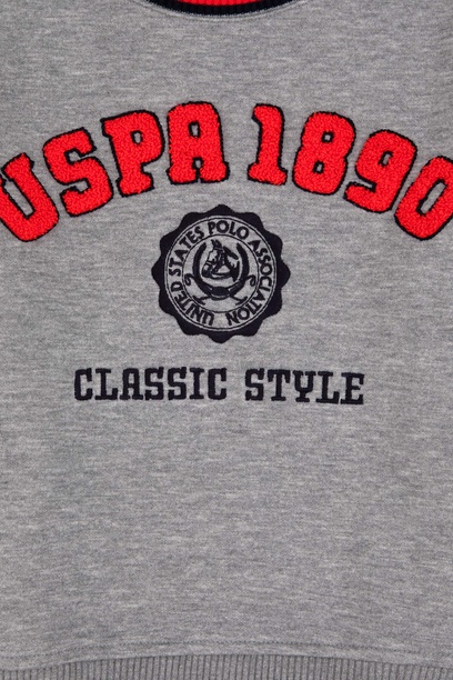 Erkek Çocuk Gri Melanj Bisiklet Yaka Sweatshirt