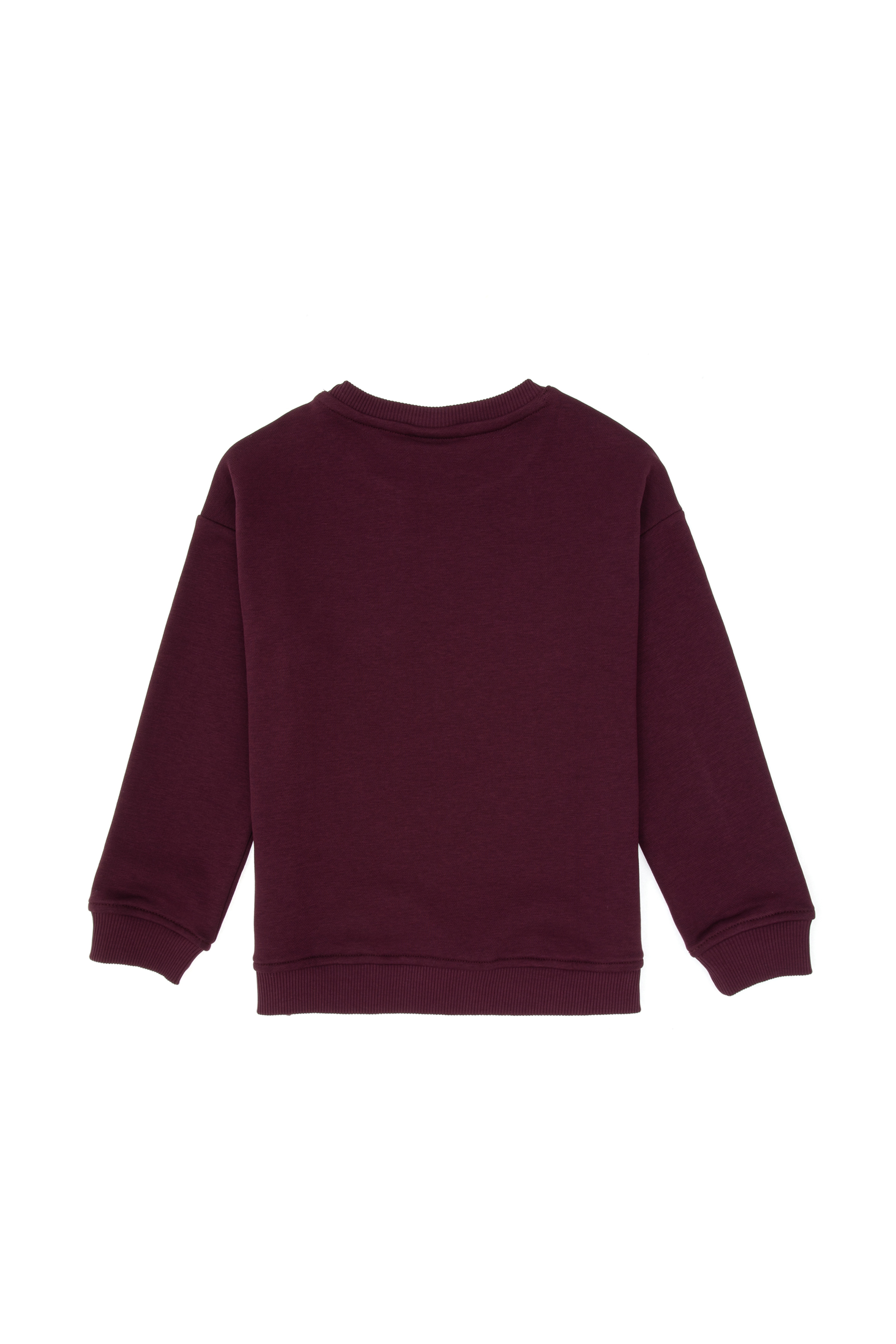 Erkek Çocuk Bordo Bisiklet Yaka Basic Sweatshirt - Image 2