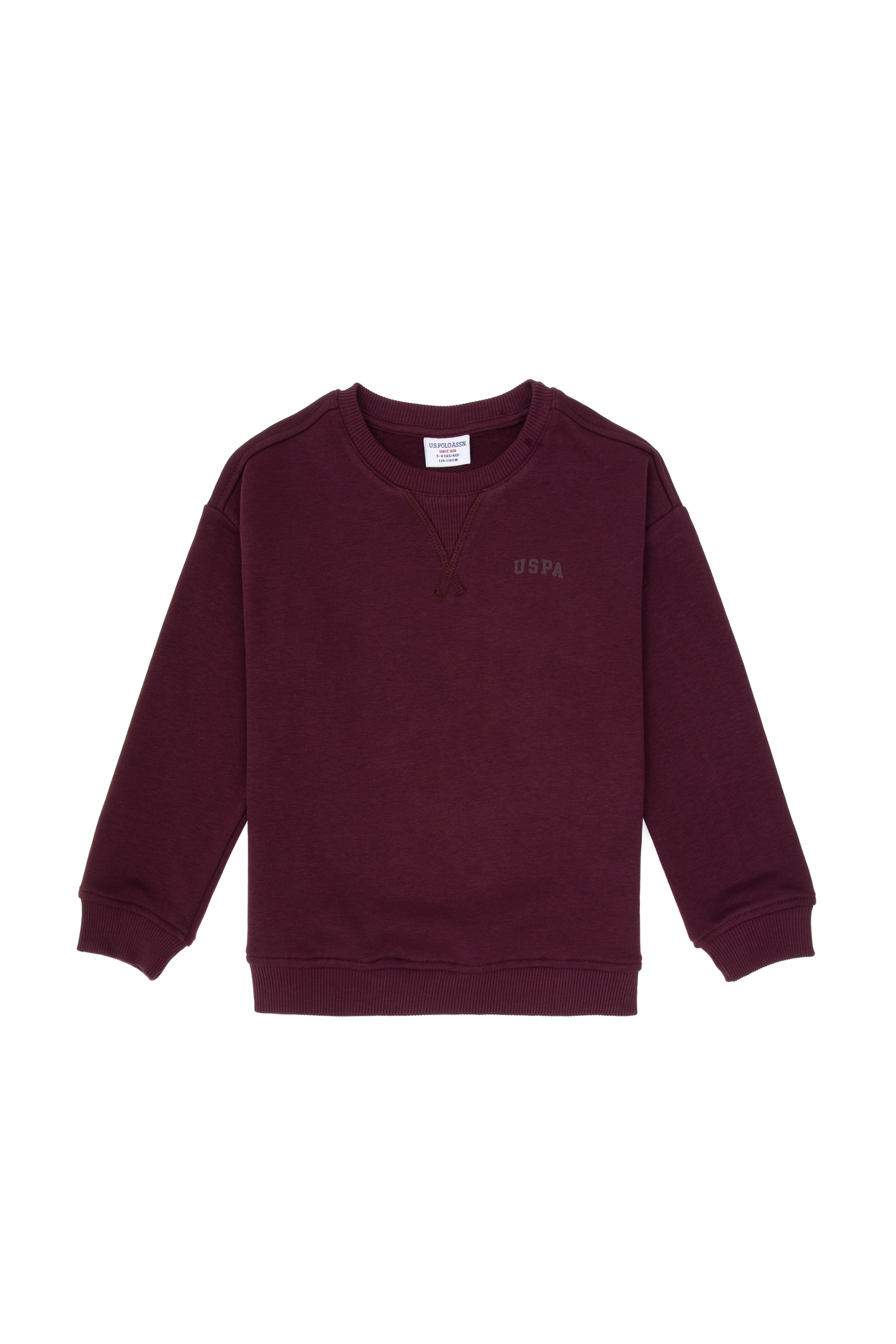 Erkek Çocuk Bordo Bisiklet Yaka Basic Sweatshirt