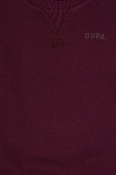 Erkek Çocuk Bordo Bisiklet Yaka Basic Sweatshirt