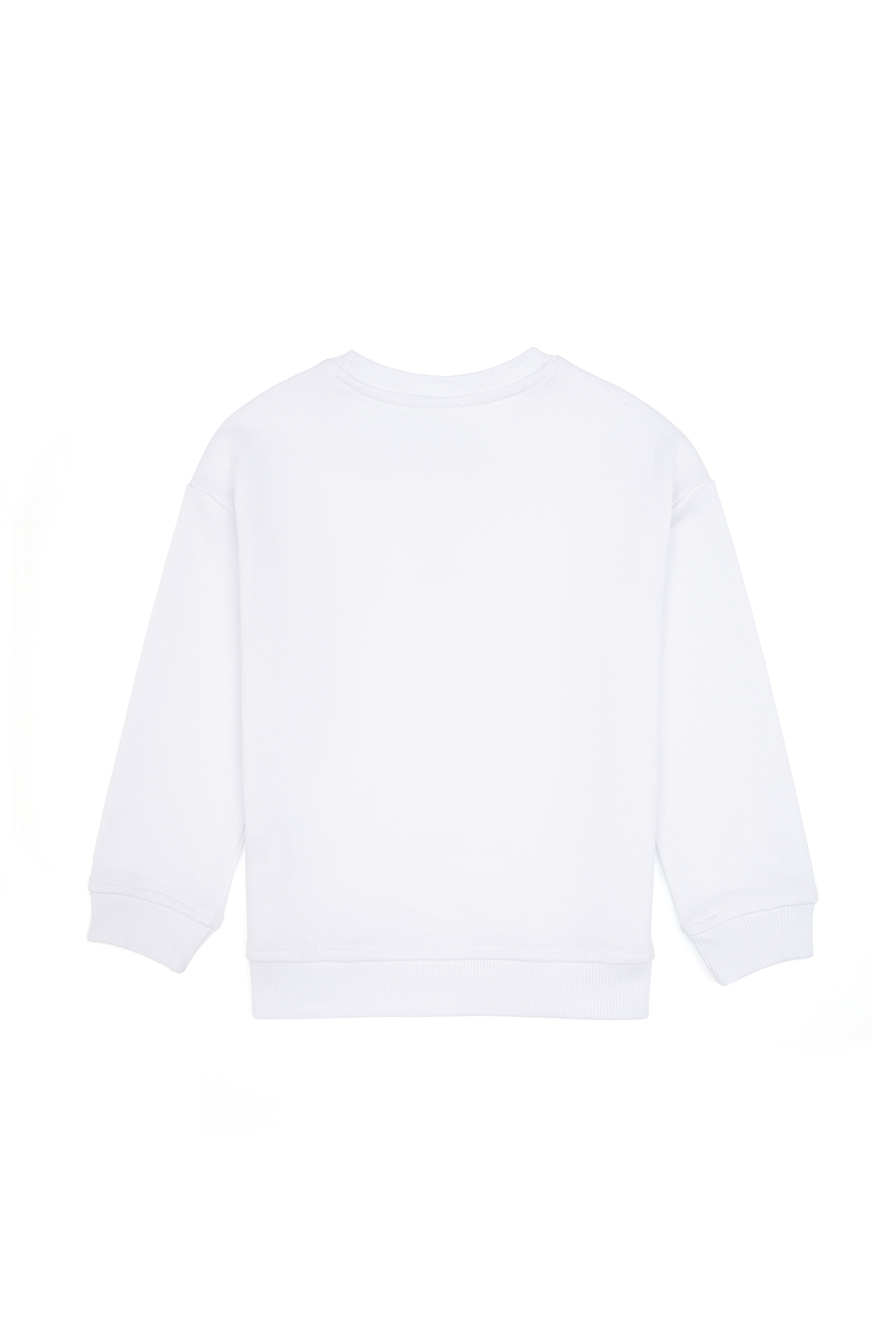 Erkek Çocuk Beyaz Basic Bisiklet Yaka Sweatshirt - Image 3
