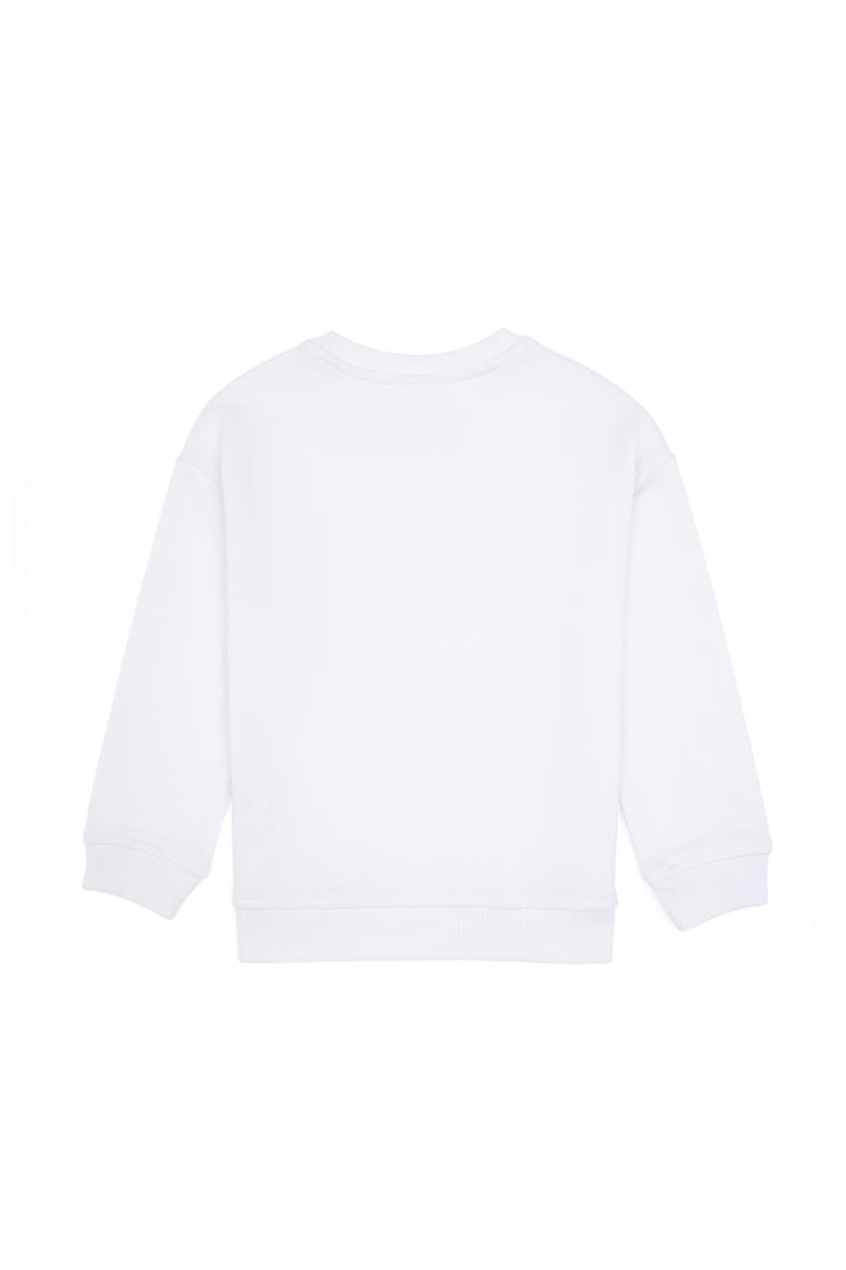 Erkek Çocuk Beyaz Basic Bisiklet Yaka Sweatshirt - 50313829120