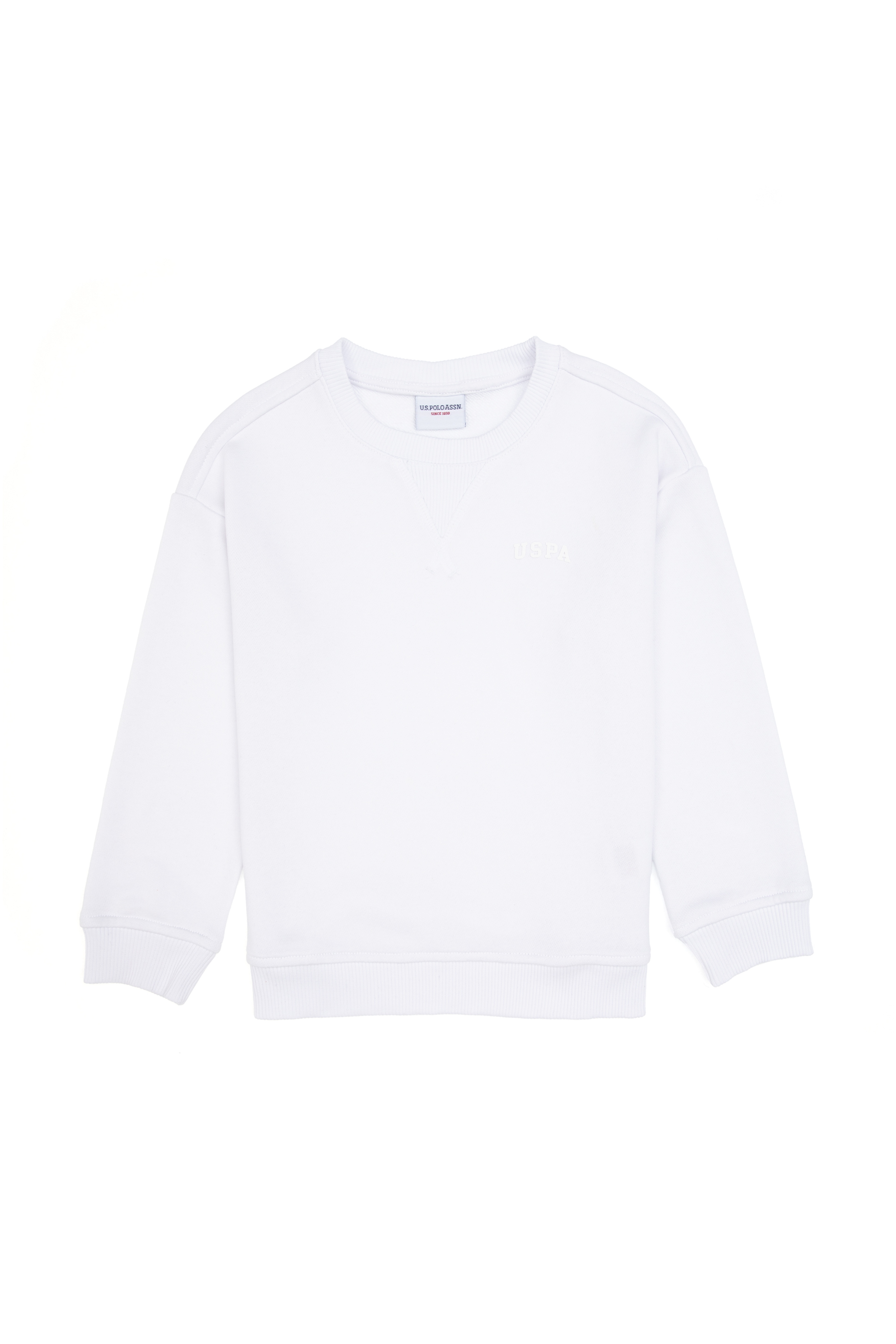 Erkek Çocuk Beyaz Basic Bisiklet Yaka Sweatshirt