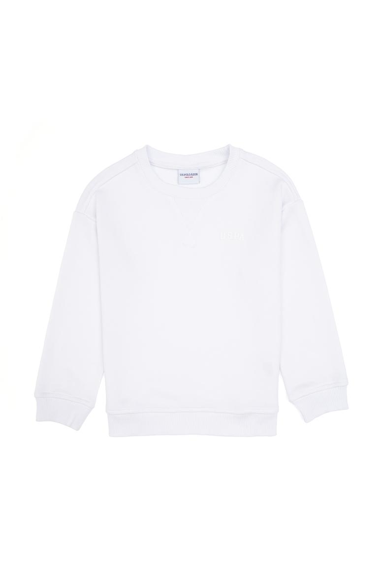 Erkek Çocuk Beyaz Basic Bisiklet Yaka Sweatshirt - 50313829120