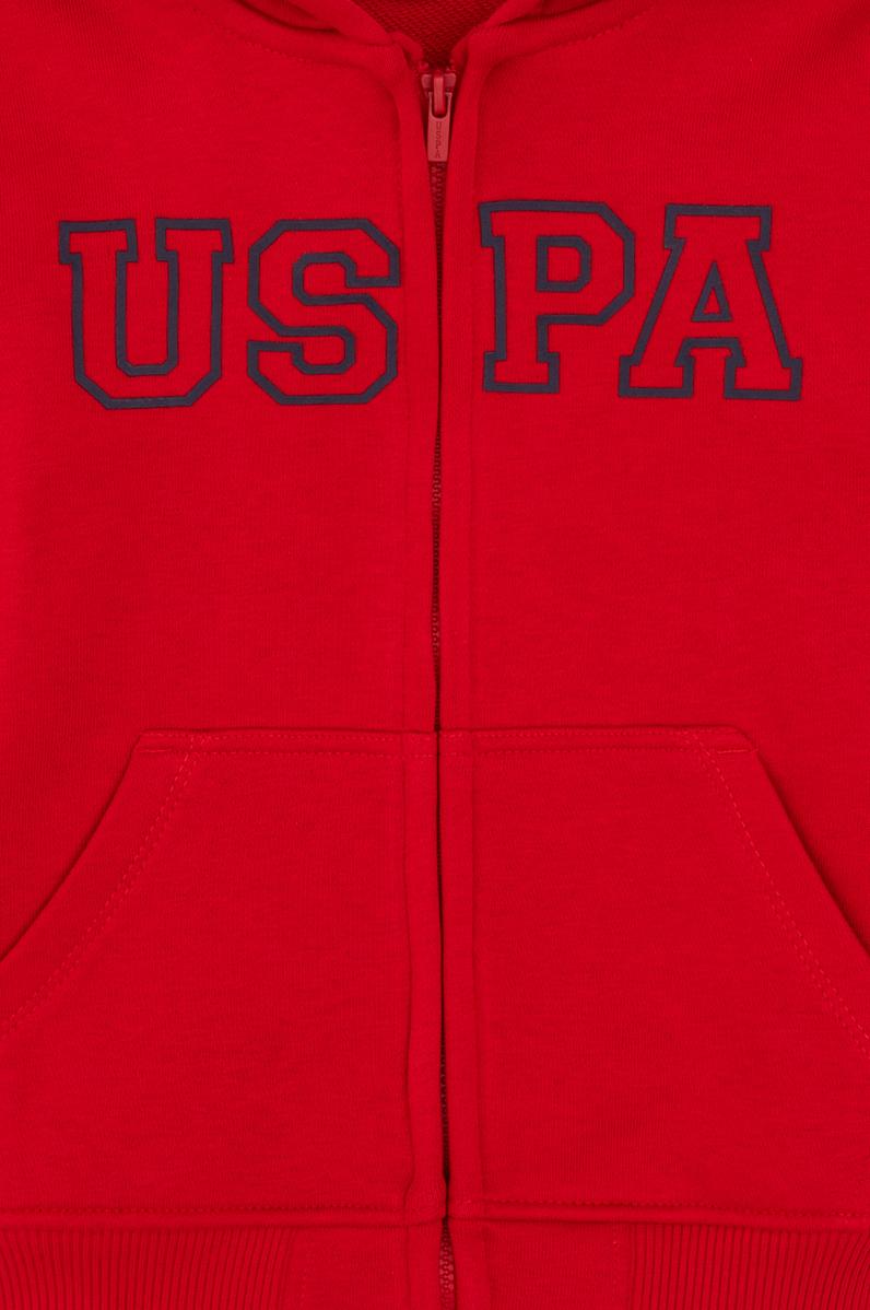 Erkek Çocuk Kırmızı Fermuarlı Kapüşonlu Sweatshirt