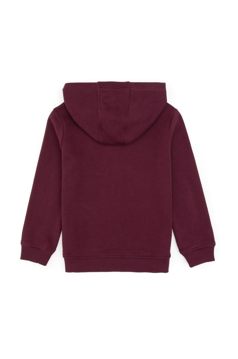Erkek Çocuk Bordo Fermuarlı Kapüşonlu Sweatshirt