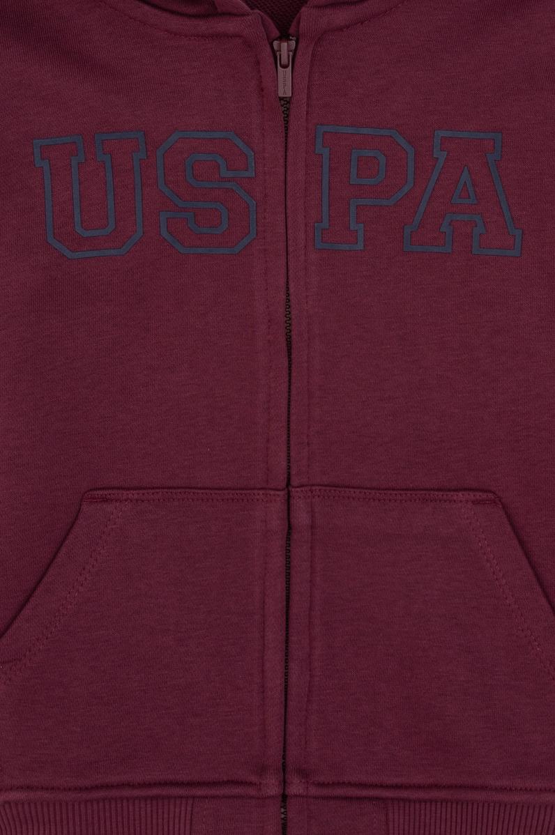 Erkek Çocuk Bordo Fermuarlı Kapüşonlu Sweatshirt