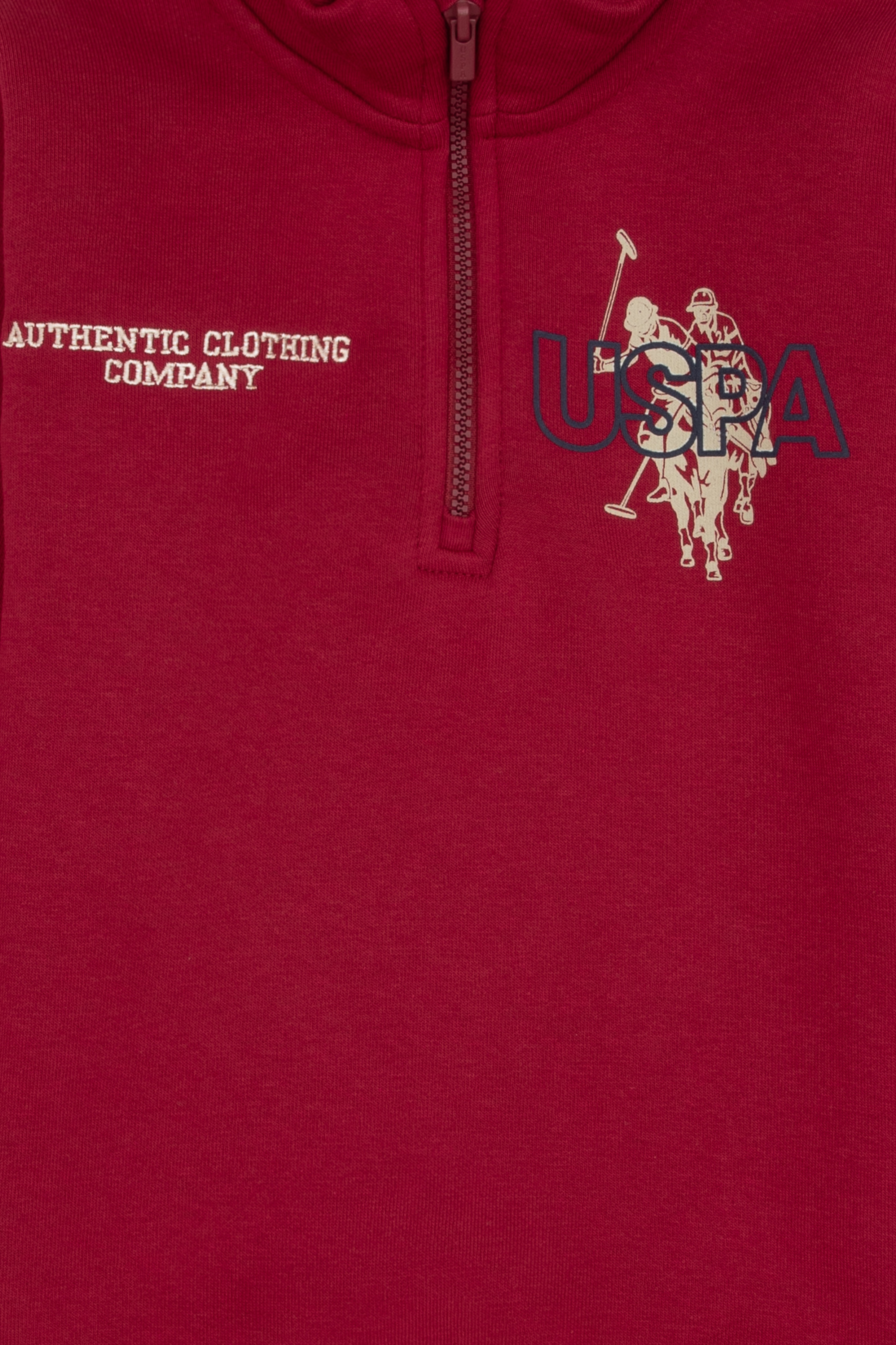 Erkek Çocuk Koyu Frambuaz Şardonlu Yarım Fermuarlı Sweatshirt