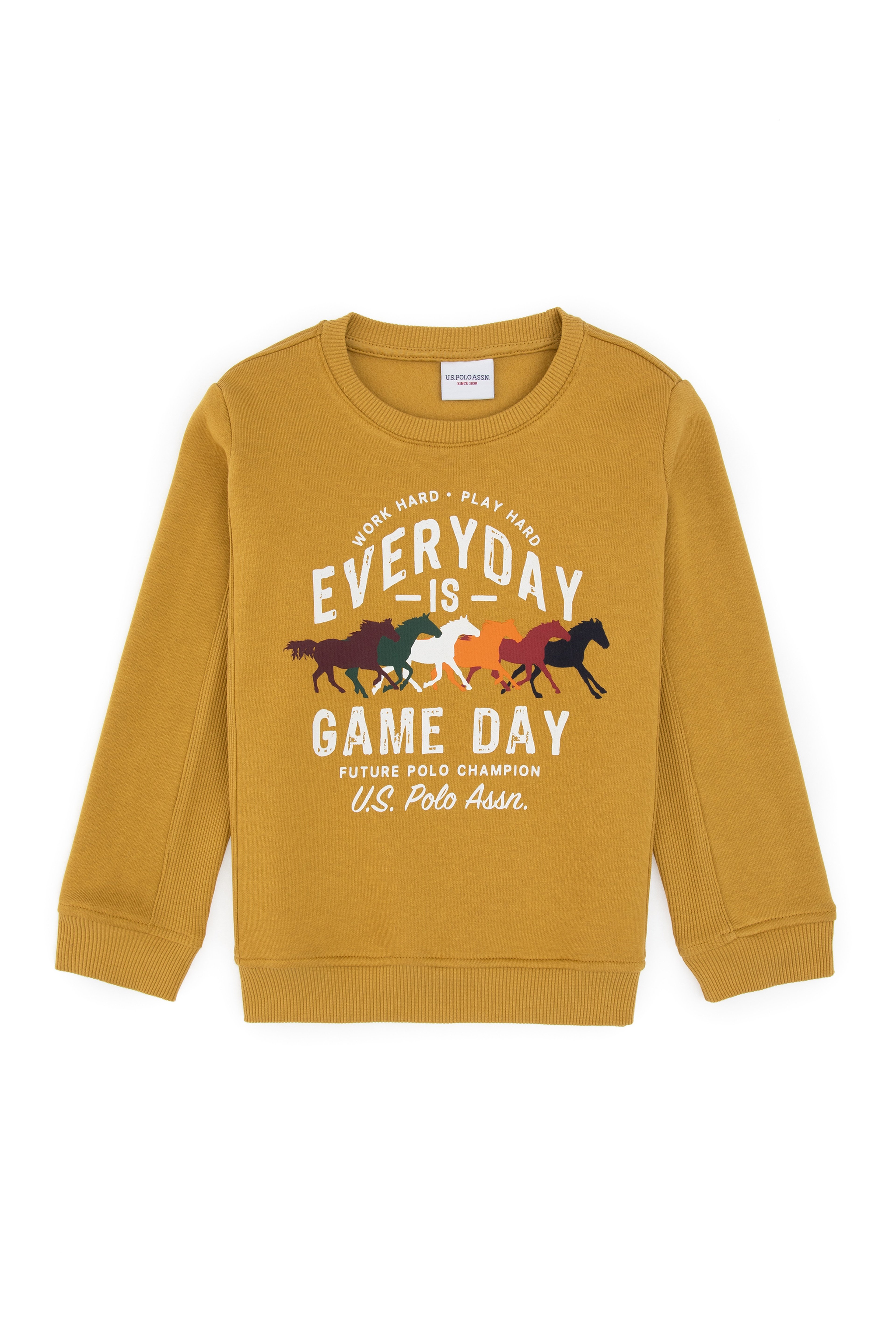 Erkek Çocuk Hardal Şardonlu Bisiklet Yaka Sweatshirt - Image 3
