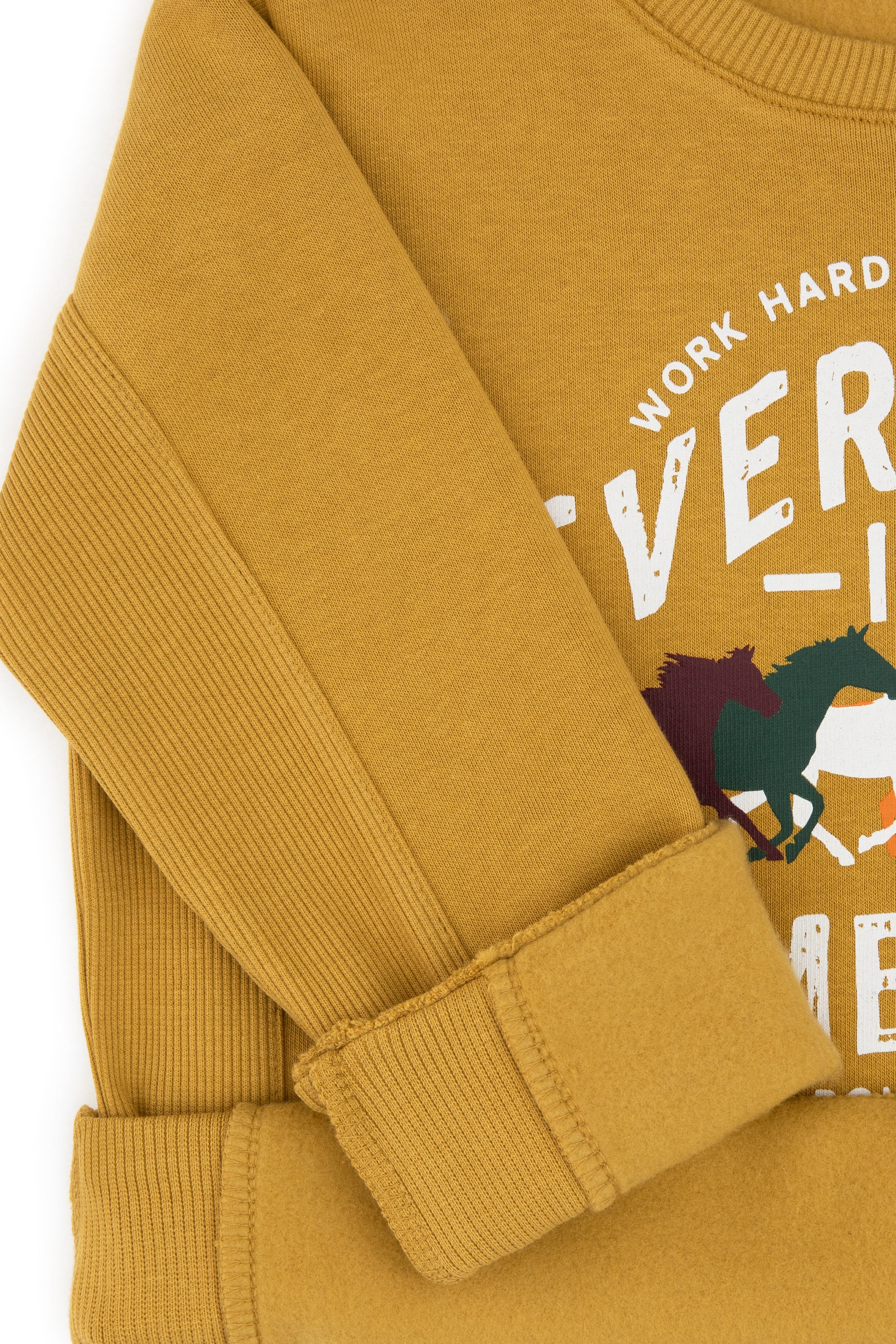 Erkek Çocuk Hardal Şardonlu Bisiklet Yaka Sweatshirt