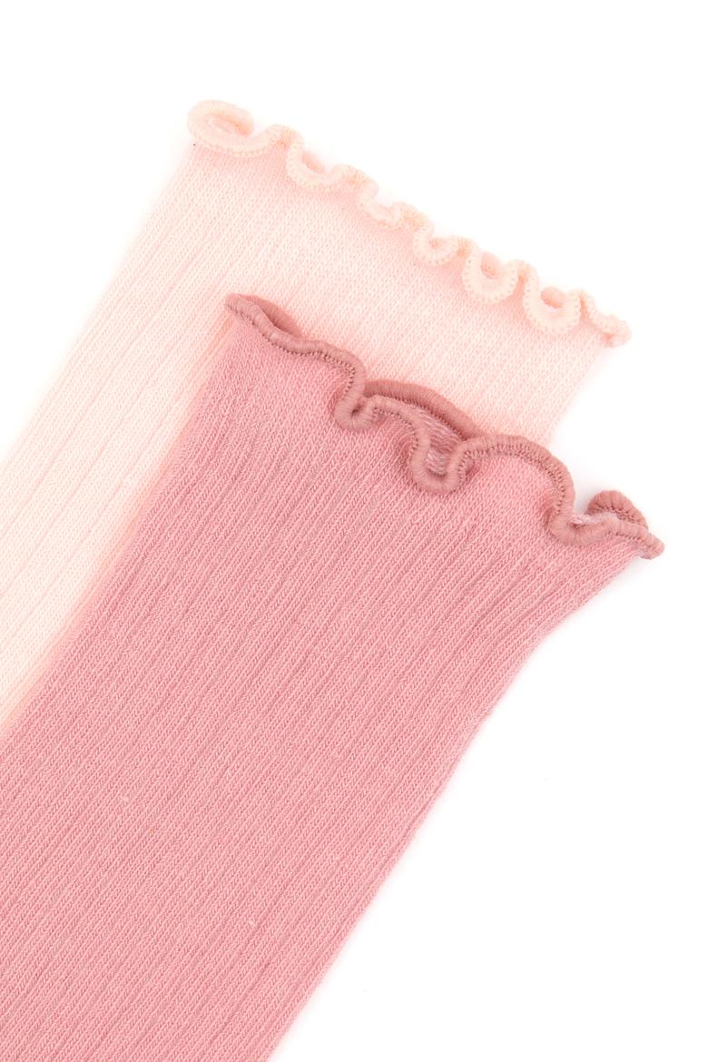 Kız Çocuk Açık Pembe 2'li Dizaltı Çorap - 50318077003