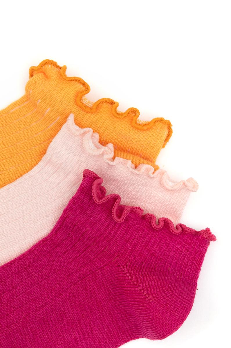 Kız Çocuk Pembe 3'lü Patik Çorap