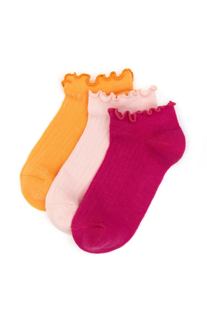 Kız Çocuk Pembe 3'lü Patik Çorap