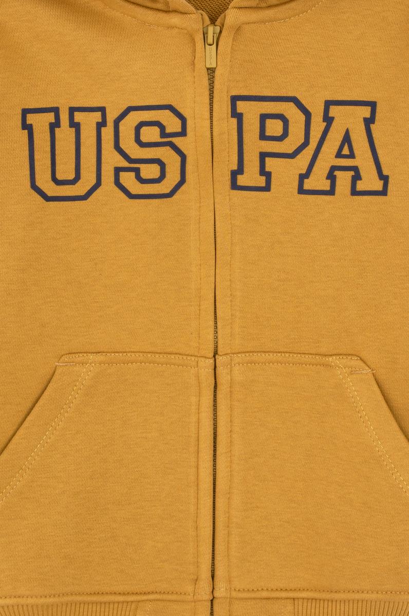 Erkek Çocuk Hardal Fermuarlı Kapüşonlu Sweatshirt