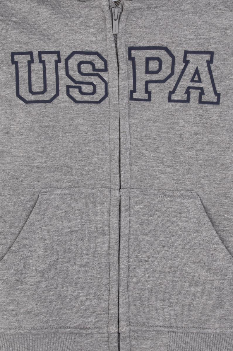 Erkek Çocuk Gri Melanj Fermuarlı Kapüşonlu Sweatshirt