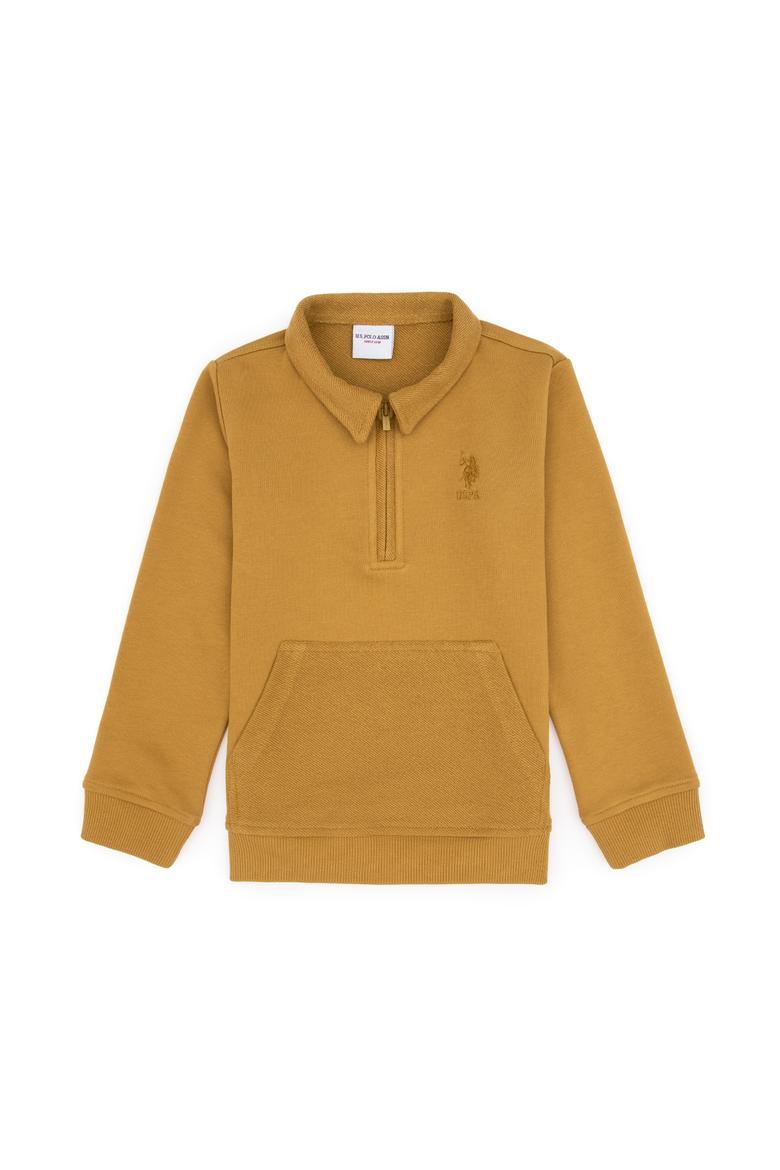 Erkek Çocuk Hardal Yarım Fermuarlı Sweatshirt