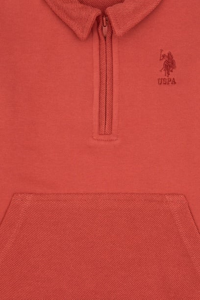 Erkek Çocuk Gül Kurusu Yarım Fermuarlı Sweatshirt